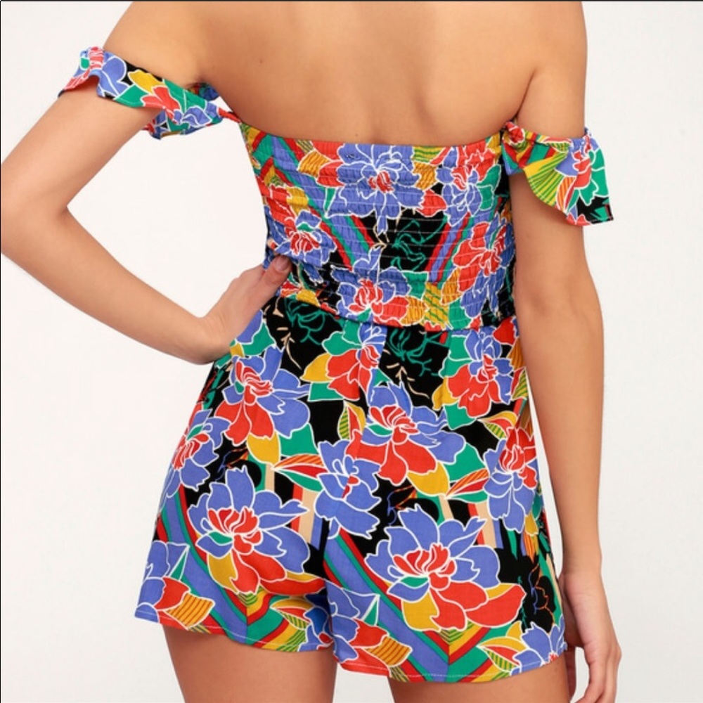 Lulus off the shoulder floral romper - S